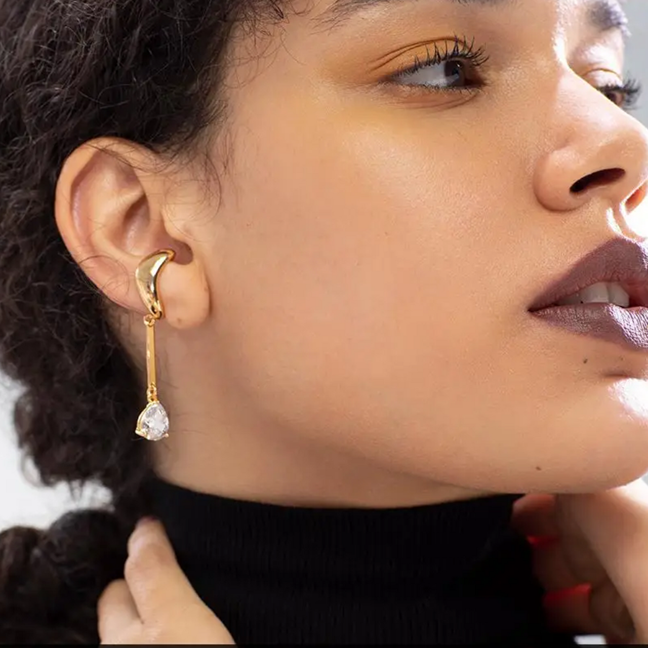 The Asymmetric Droplets | Brass | Ear Cuff